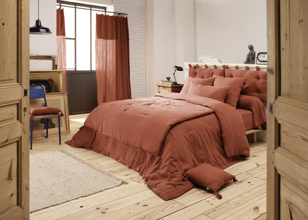 Cotton Gauze Eiderdown 150 X 150 Cm Gaia Terracotta - L'Effet Papillon - The Bradery