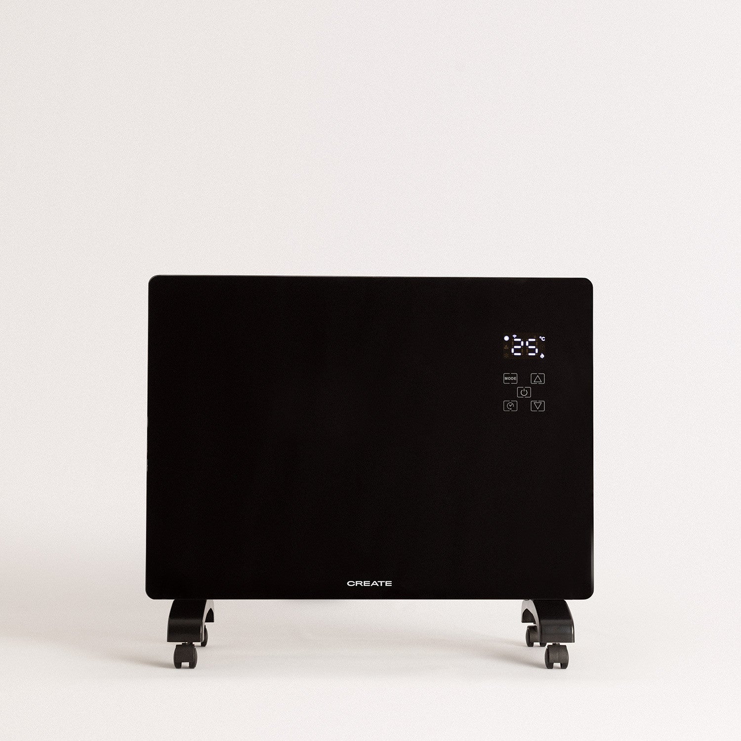 Warm Crystal 1500W Wifi - Calefacción Eléctrica de Pared con Ruedas - Negro