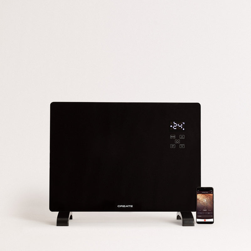 Warm Crystal 1500W Wifi - Calefactor eléctrico de pared - Negro
