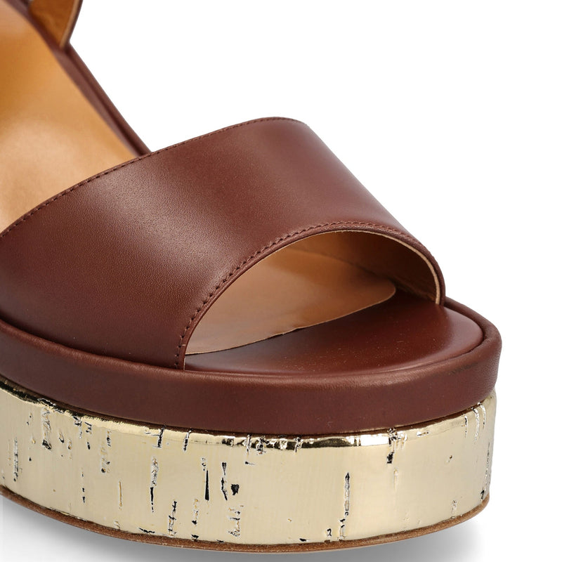 Chloe' Odina Leather Sandals - Brown - Woman