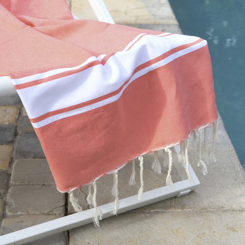 Fouta Famiglia Xxl St Tropez - Classic Stripe - 200 X 200 Cm - Orang Foutas Febronie