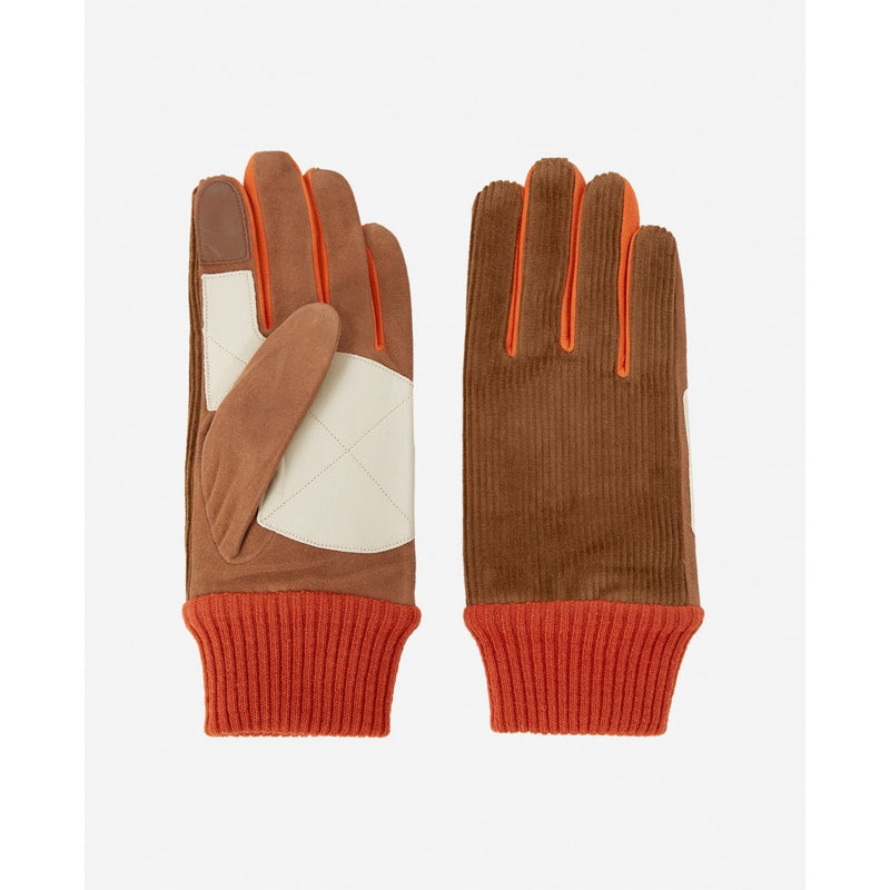 Orange and Beige Velvet Suede Gloves - Man - The Kooples - The Bradery