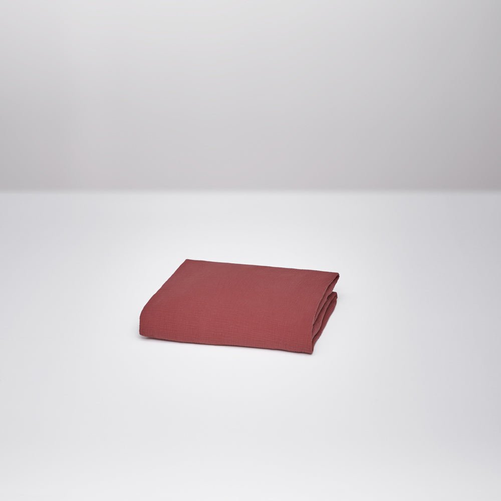 Drap Housse - En Gaze De Coton - Rose Brique