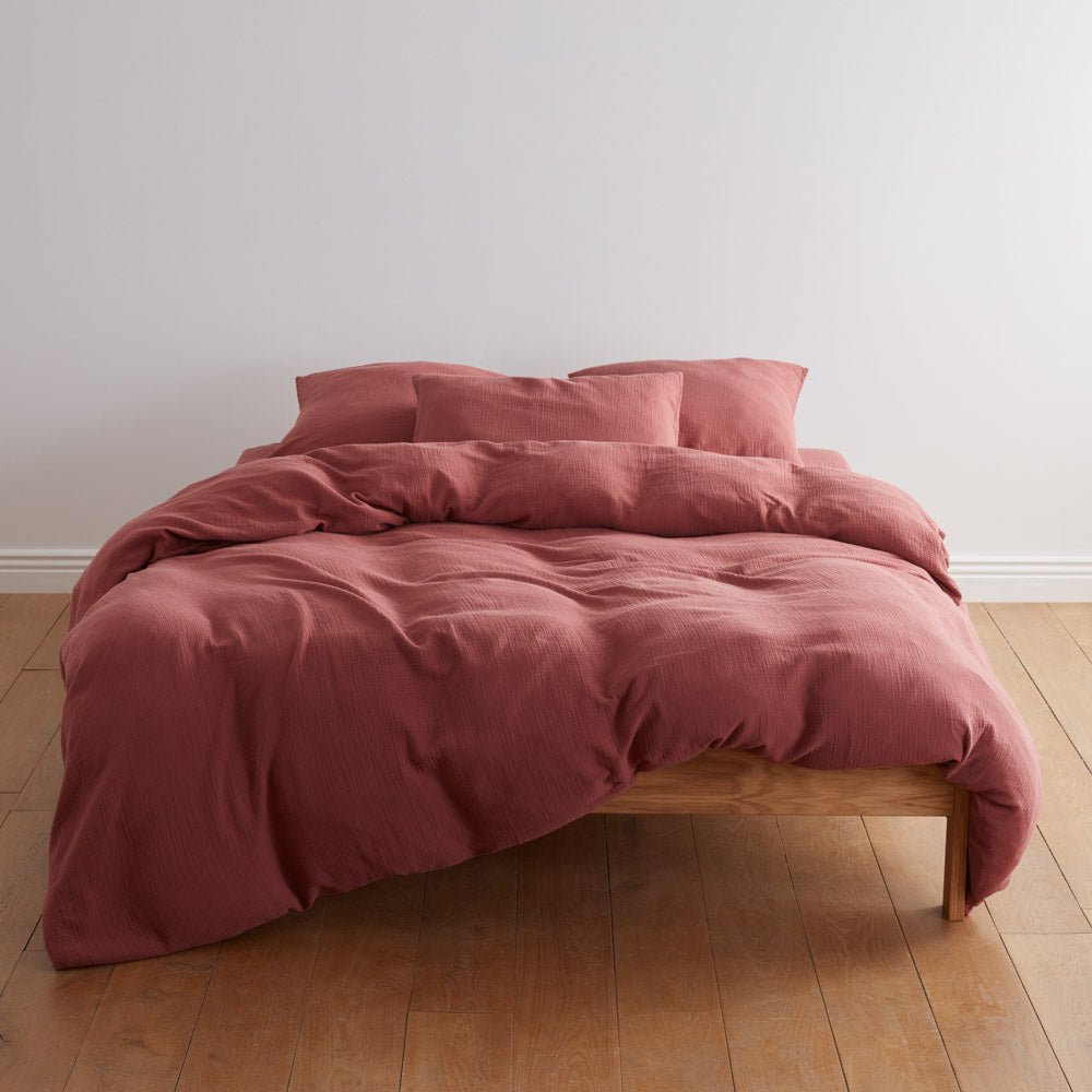 Housse De Couette - En Gaze De Coton - Rose Brique