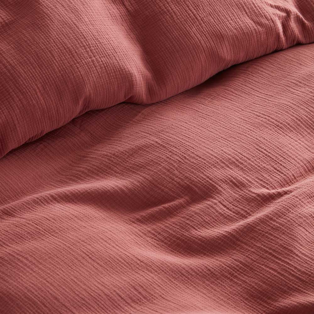 2 Taies D'Oreiller - En Gaze De Coton - Rose Brique