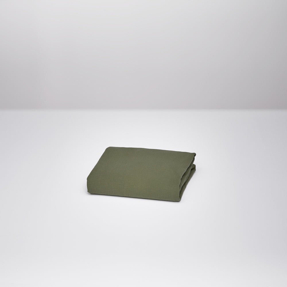 Drap Housse - En Gaze De Coton - Vert Forêt