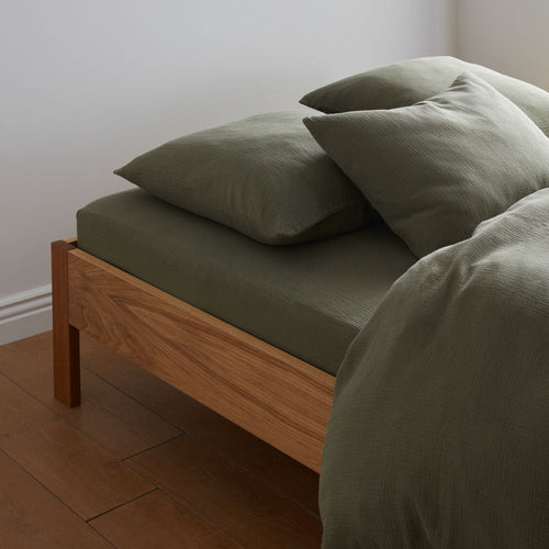 Fitted Sheet - En Gaze De Coton - Vert Forêt