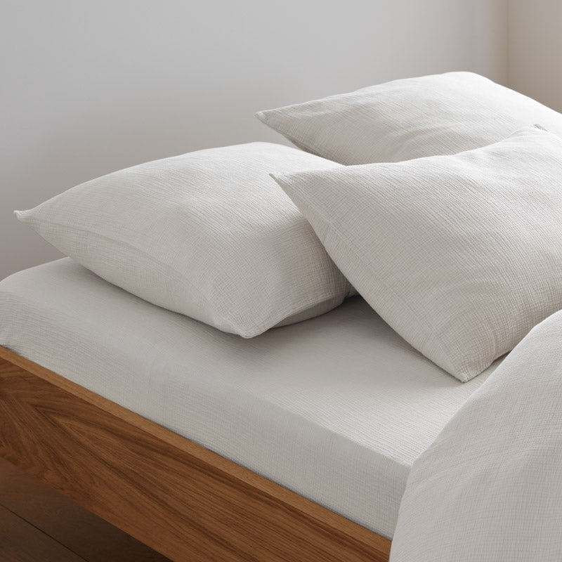2 Taies D'Oreiller - En Gaze De Coton - Blanc