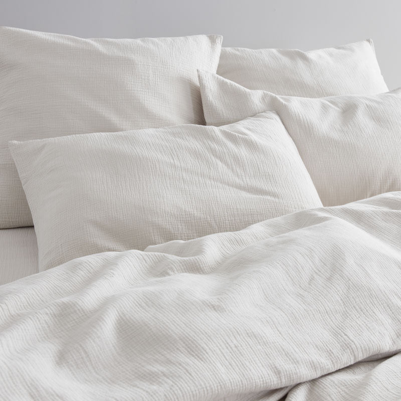 2 Taies D'Oreiller - En Gaze De Coton - Blanc