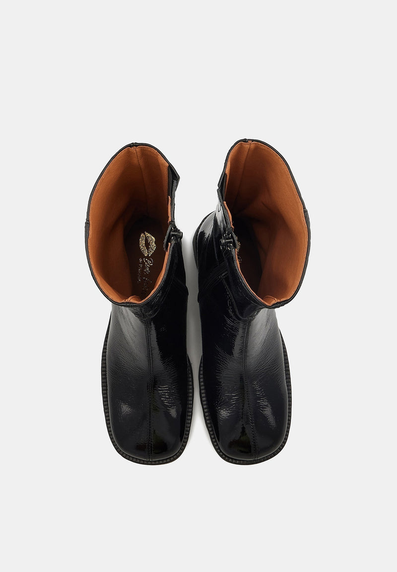 Harriet - Cuir Brillant Noir - Bons Baisers - The Bradery