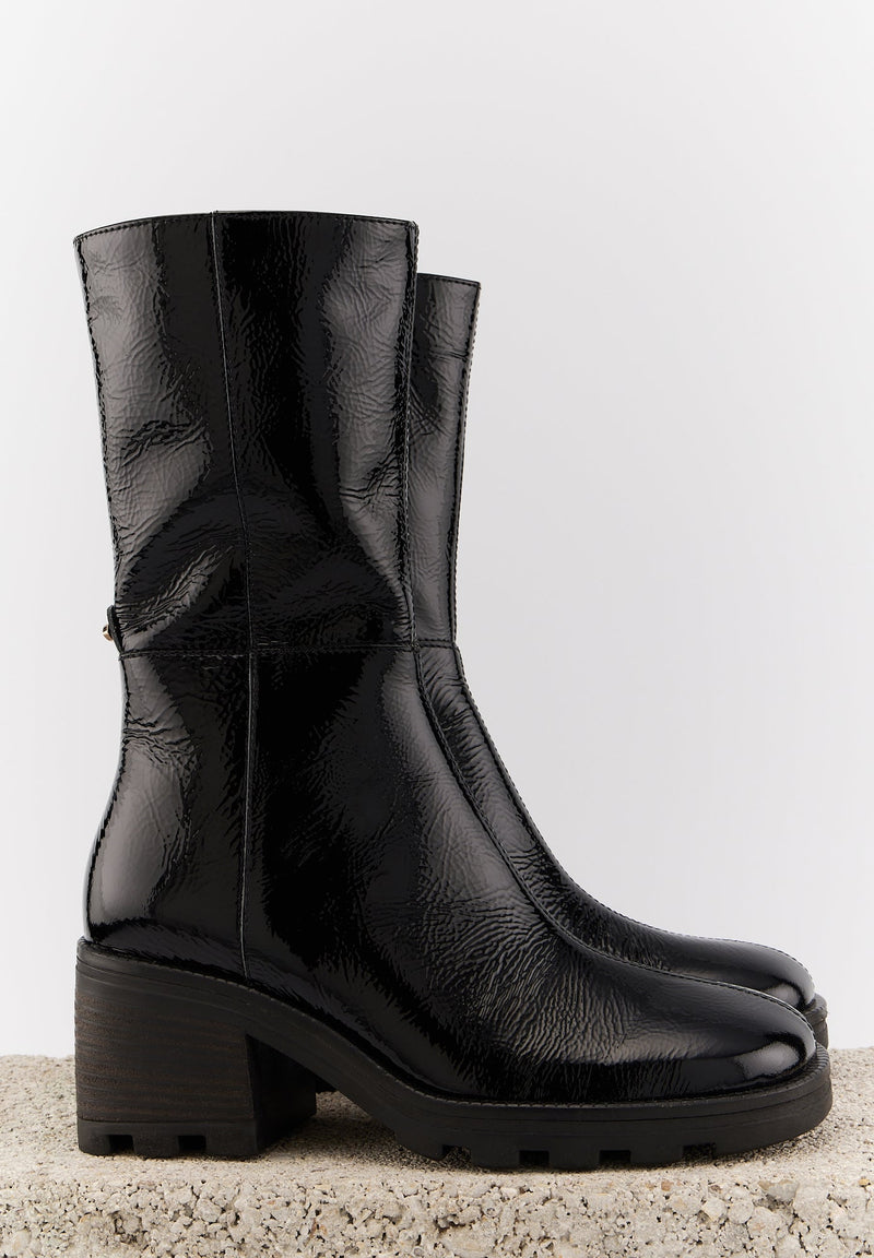 Harriet - Cuir Brillant Noir - Bons Baisers - The Bradery