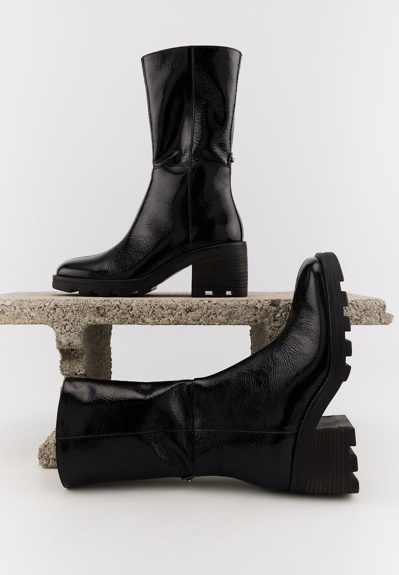 Harriet - Cuir Brillant Noir - Bons Baisers - The Bradery