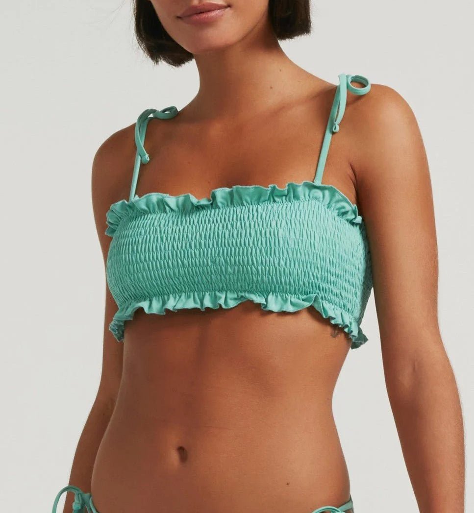 Top de bikini bandeau para fiesta en la piscina - Verde - Robin Collection -La Bradery