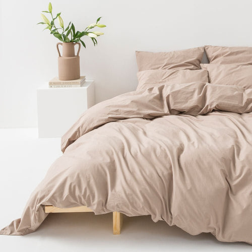 Washed Cotton Percale Duvet Cover - Clay - MOST - The Bradery