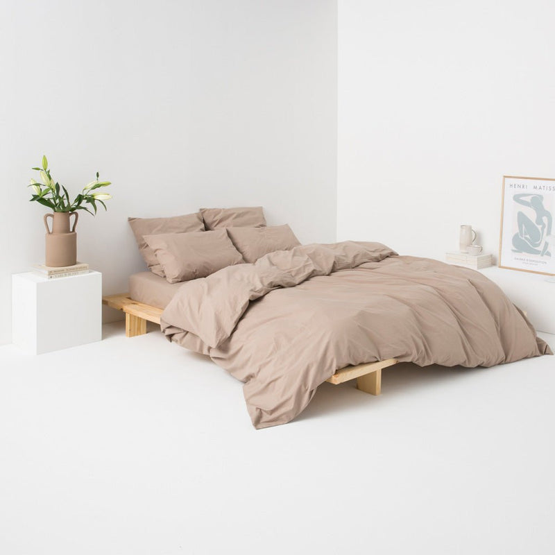 Washed Cotton Percale Duvet Cover - Clay - MOST - The Bradery