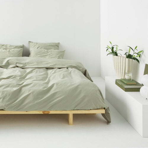 Washed Cotton Percale Duvet Cover - Sage - MOST - The Bradery