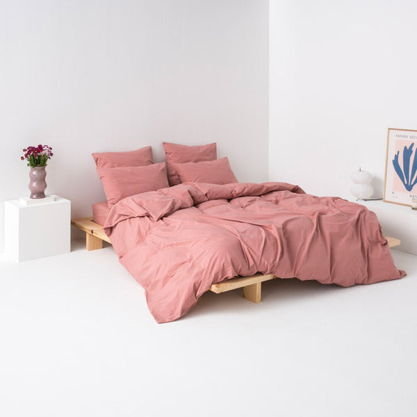 Housse De Couette En Percale De Coton Lavé - Vieux Rose - MOST - The Bradery