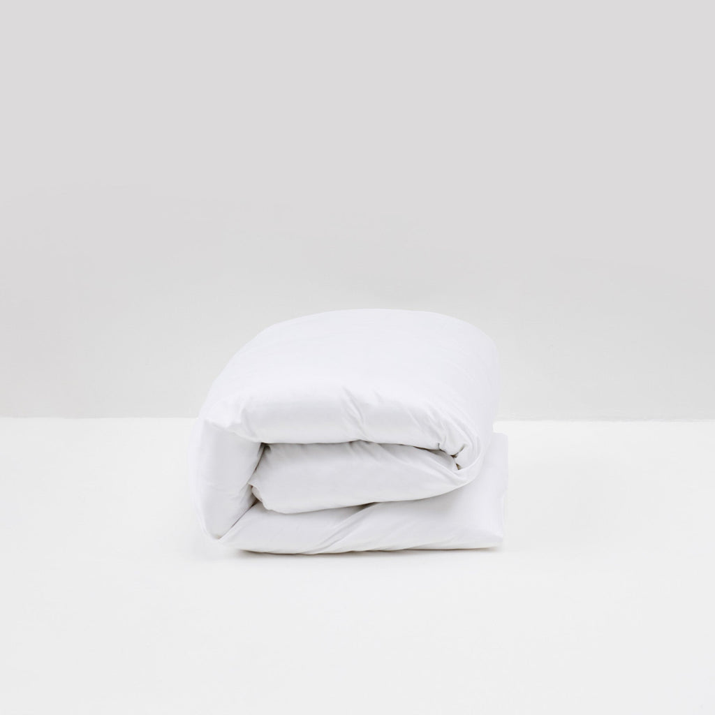 Housse De Couette En Satin Coton - Blanc - MOST - The Bradery