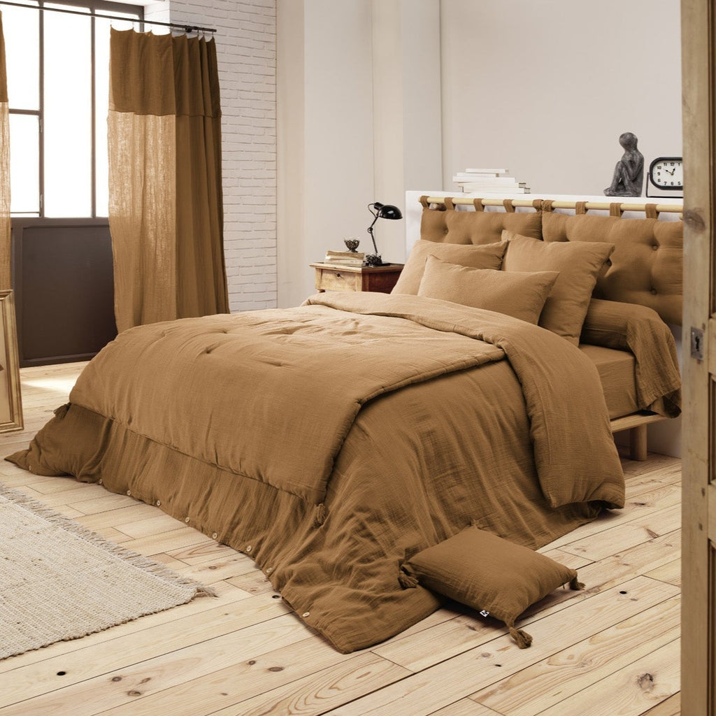 Housse De Couette Gaze De Coton Gaia Camel - L'Effet Papillon - The Bradery