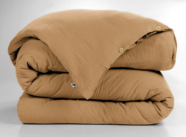 Cotton Gauze Duvet Cover Gaia Camel - L'Effet Papillon - The Bradery