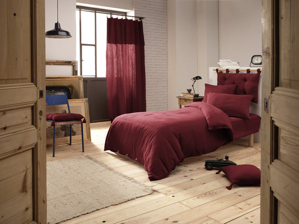 Cotton Gauze Duvet Cover Gaia Wine - L'Effet Papillon - The Bradery