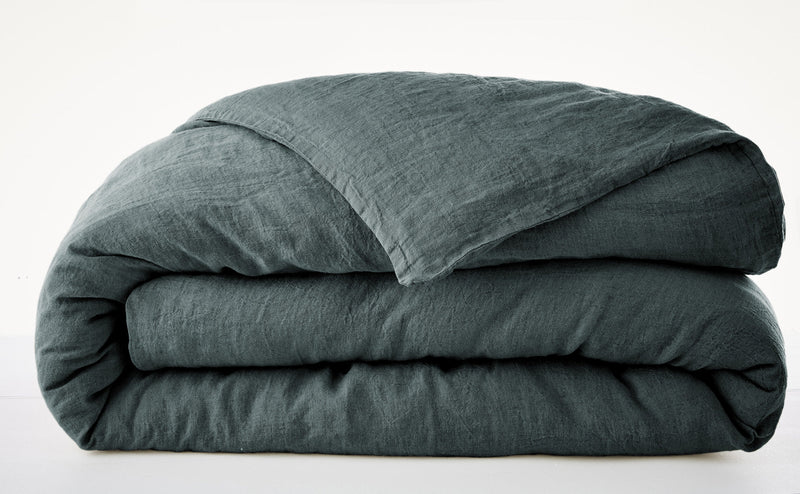 Housse de couette Lin lavé SOLINE Ardoise - L'Effet Papillon - The Bradery
