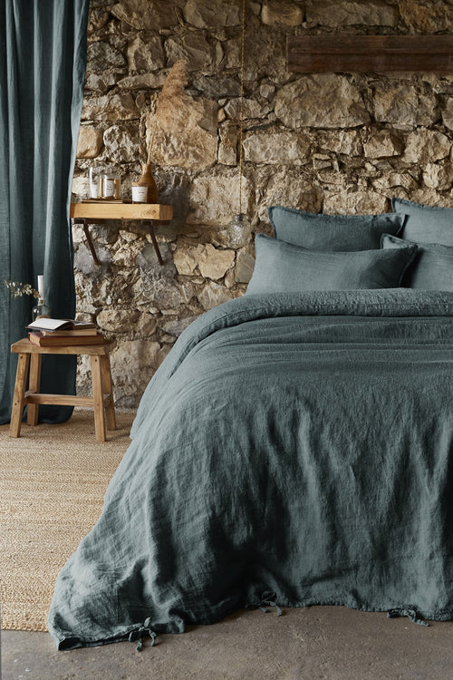 Housse de couette Lin lavé SOLINE Ardoise - L'Effet Papillon - The Bradery