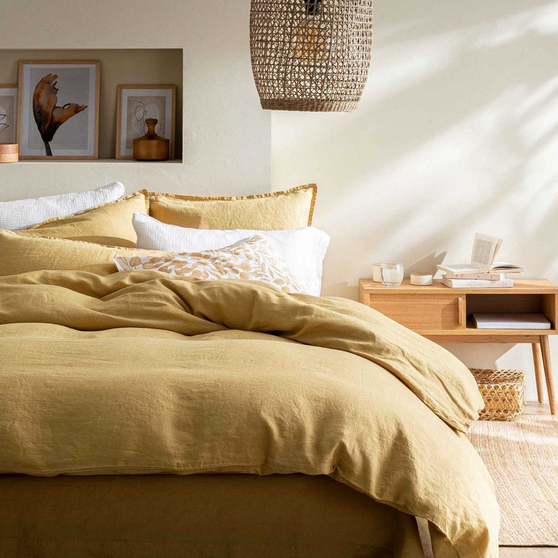 Reve De Lin Duvet Cover - Caramel - Cherry White - The Bradery