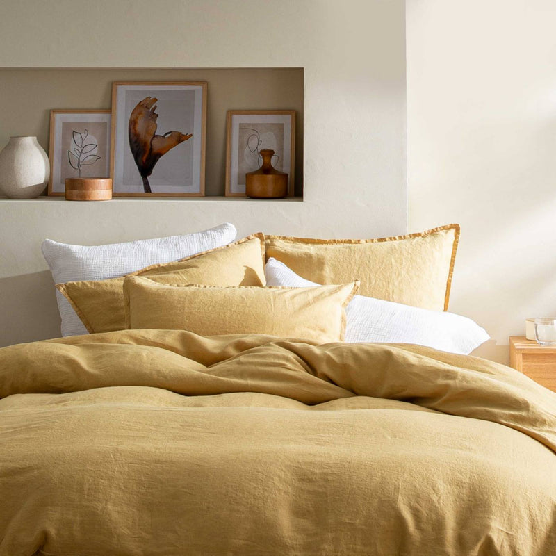 Reve De Lin Duvet Cover - Caramel - Cherry White - The Bradery