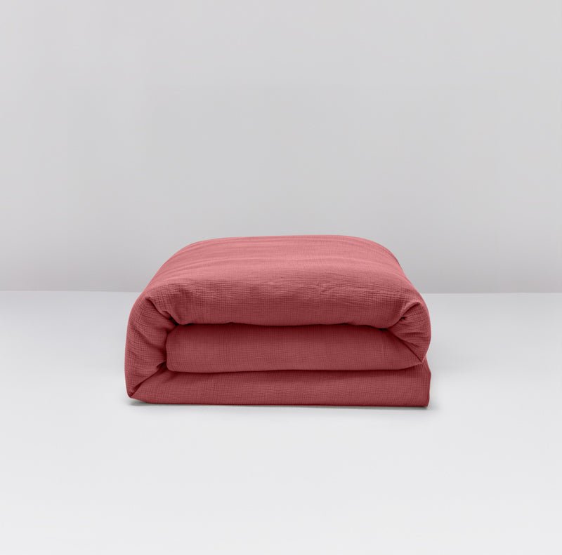 Housse De Couette - En Gaze De Coton - Rose Brique