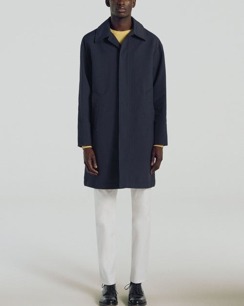 Navy Blue Polycotton Raincoat - Navy Blue - De Fursac - The Bradery