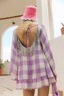 Indiana Dress - Gingham Lavender / Sequins