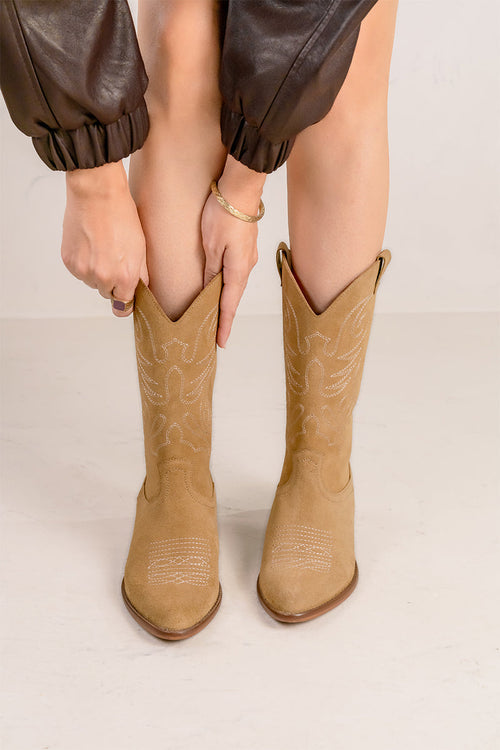 Bottines - Camel Bordado - Jandra