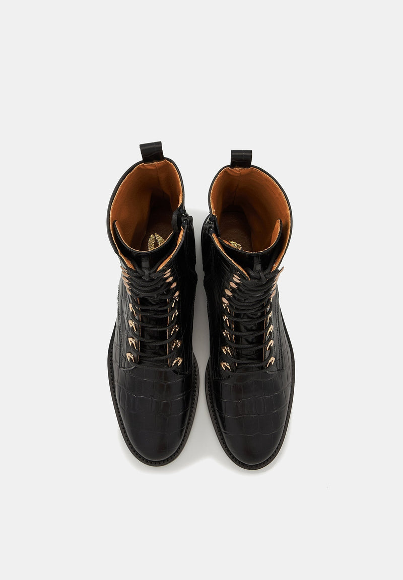 Janis - Cuir façon Croco Noir - Bons Baisers - The Bradery