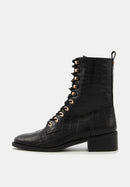 Janis - Cuir façon Croco Noir - Bons Baisers - The Bradery