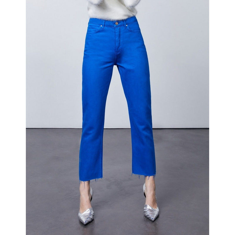Jean Highwaist Cropped Milo Color - Cobalt Blue - Reiko - The Bradery