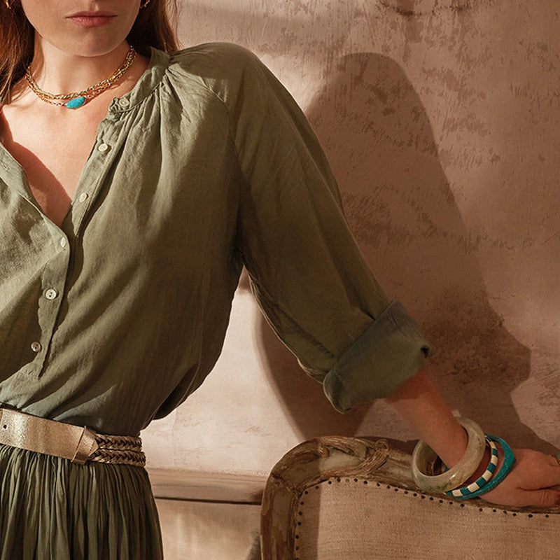 Mika bangle - Turquoise/Ecru - FEEKA - The Bradery