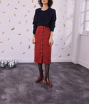 Falda a media pierna con botones en la parte delantera Erine - Ladrillo - Des Petits Hauts - The Bradery