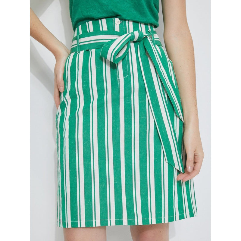 Jupe Courte Rayée - Rayé Écru, Vert - Femme JUPES Cyrillus