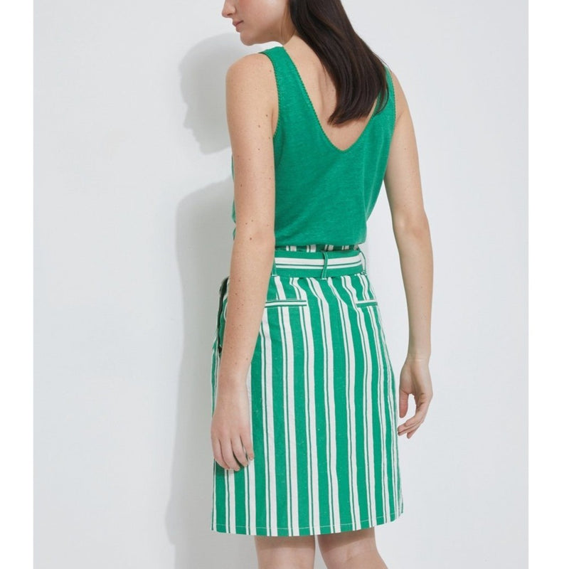 Jupe Courte Rayée - Rayé Écru, Vert - Femme JUPES Cyrillus