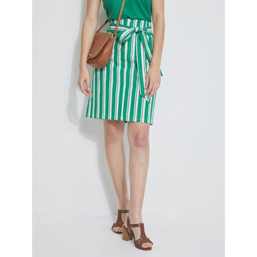 Jupe Courte Rayée - Rayé Écru, Vert - Femme JUPES Cyrillus
