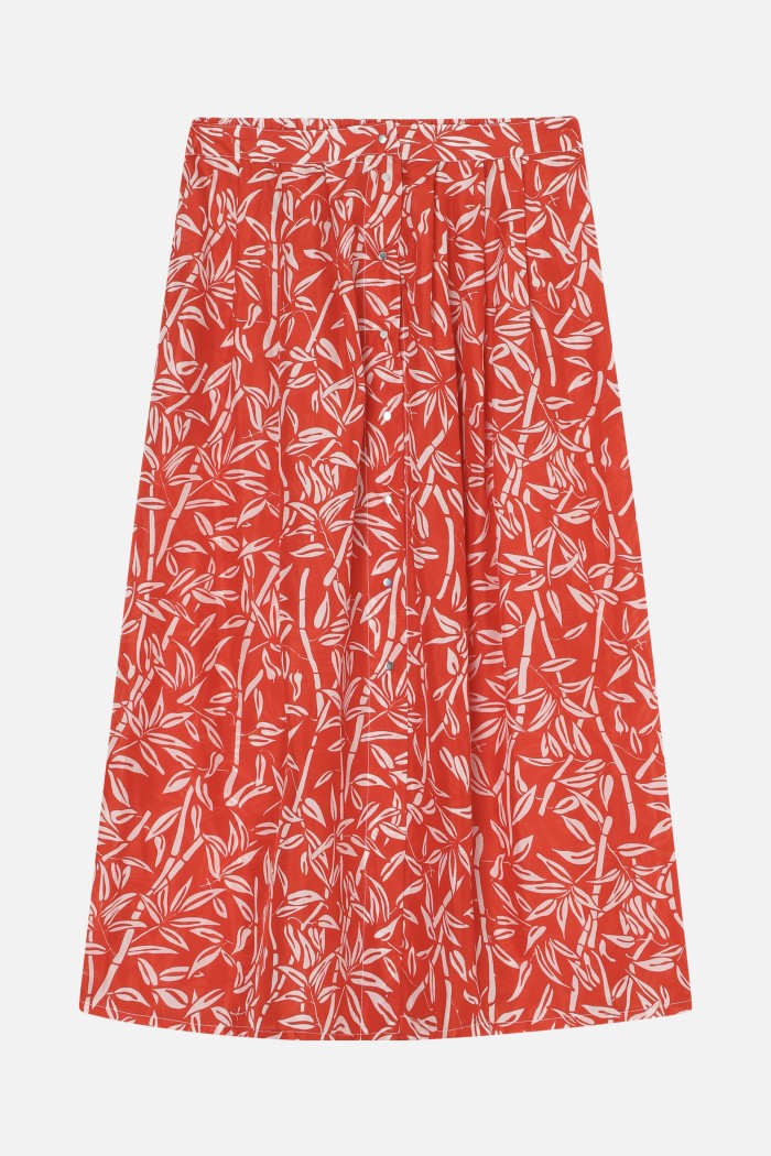 Falda Larga Mendes Light Bamboo - Rojo Lipstick