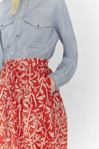 Falda Larga Mendes Light Bamboo - Rojo Lipstick