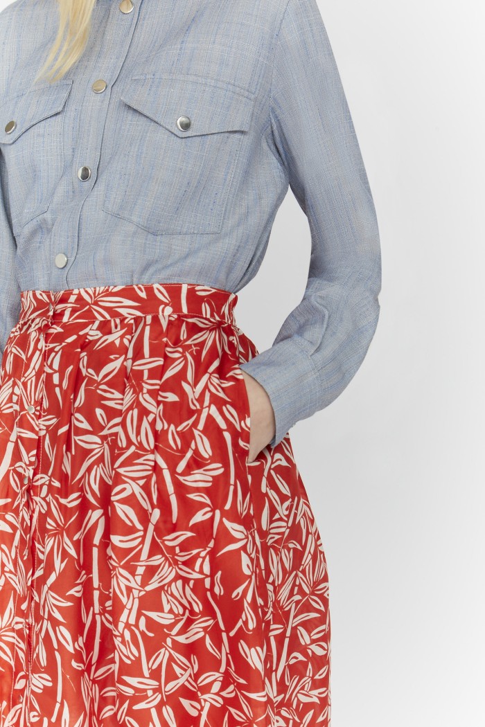 Falda Larga Mendes Light Bamboo - Rojo Lipstick