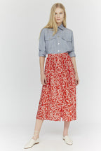 Falda Larga Mendes Light Bamboo - Rojo Lipstick