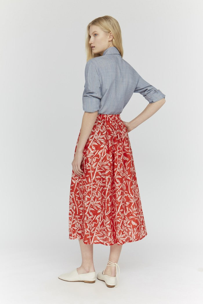 Falda Larga Mendes Light Bamboo - Rojo Lipstick