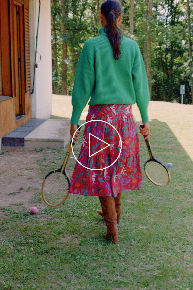 Falda de seda brillante Astro Tennis - Soi Paris - The Bradery