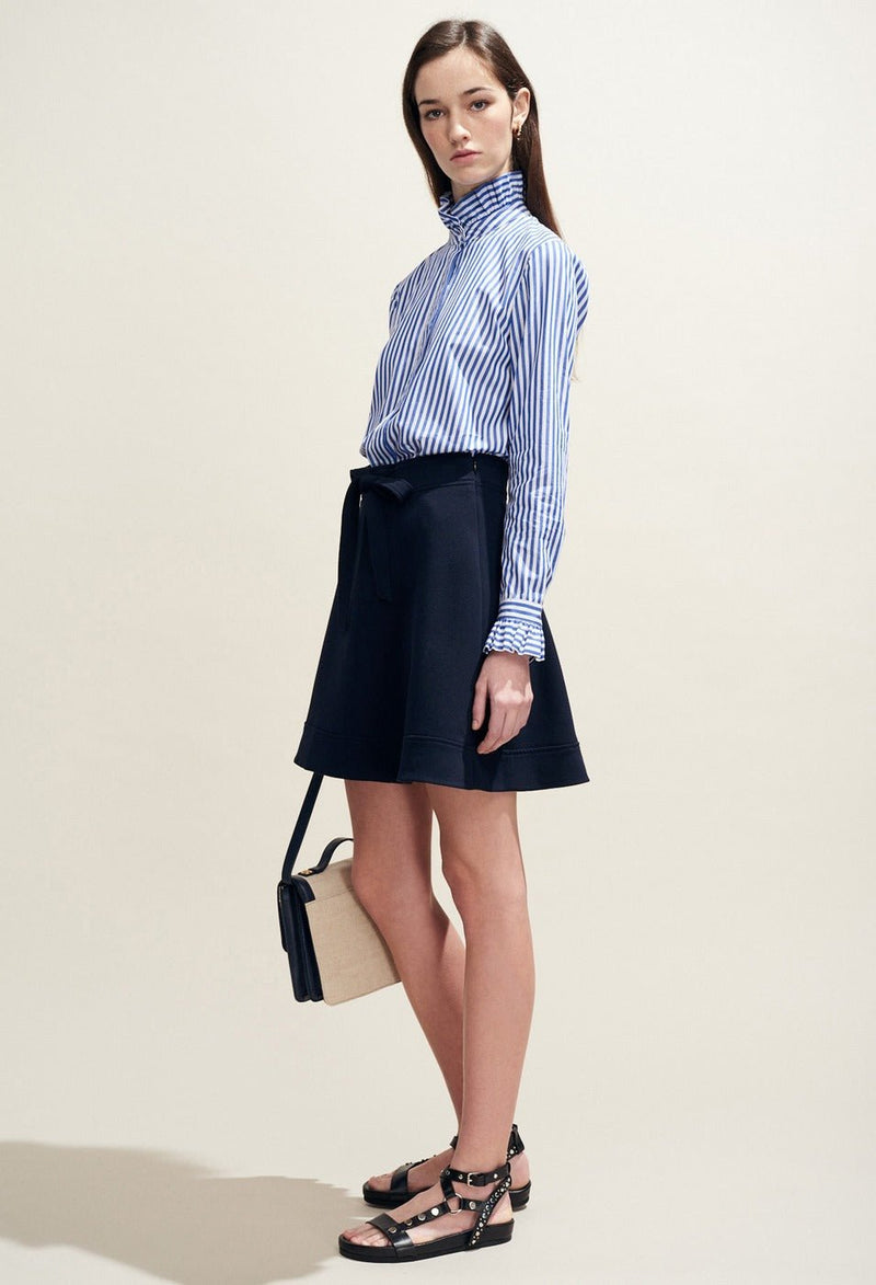 Claudie Pierlot Falda Seya - Azul marino - - The Bradery