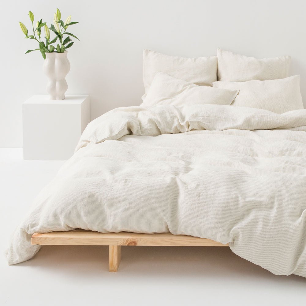 Duvet Cover - Washed Linen - Black Stripes