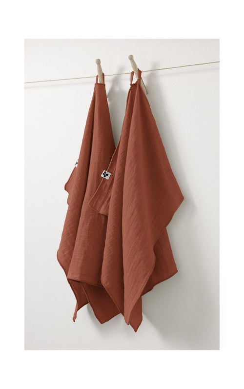 Lot De 2 Essuie-Mains Gaze De Coton Gaia Terracotta - L'Effet Papillon - The Bradery